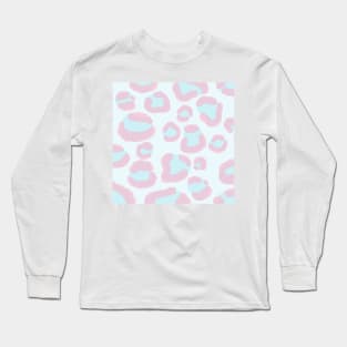 Pastel Pink and Blue Cheetah Print Long Sleeve T-Shirt